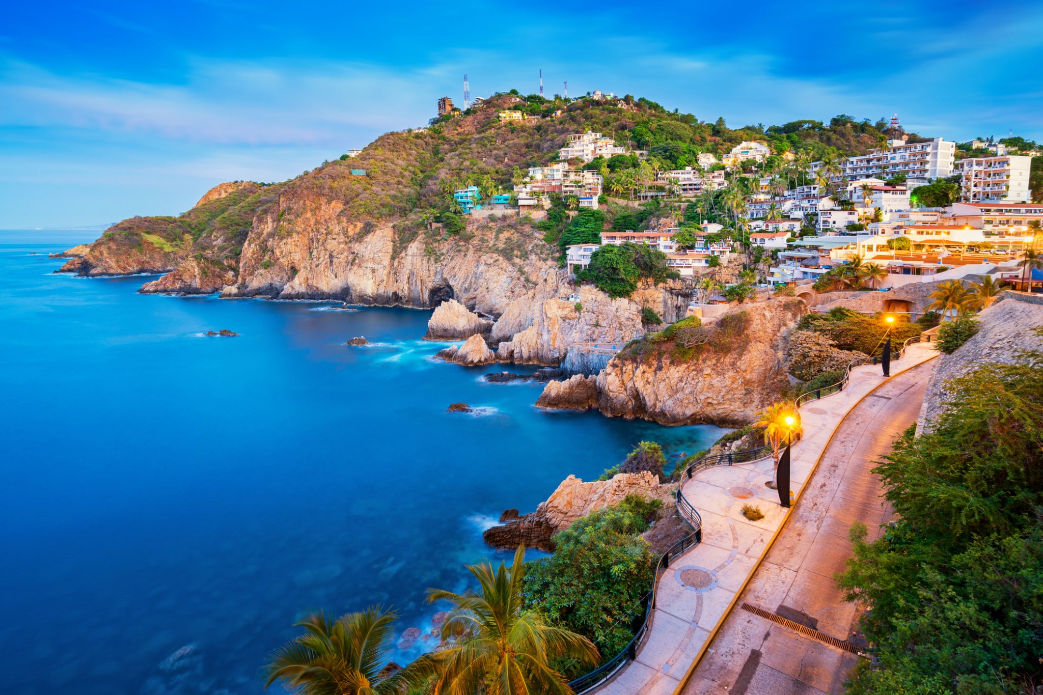 Rocky Coastline with Promenade in Acapulco Mexico